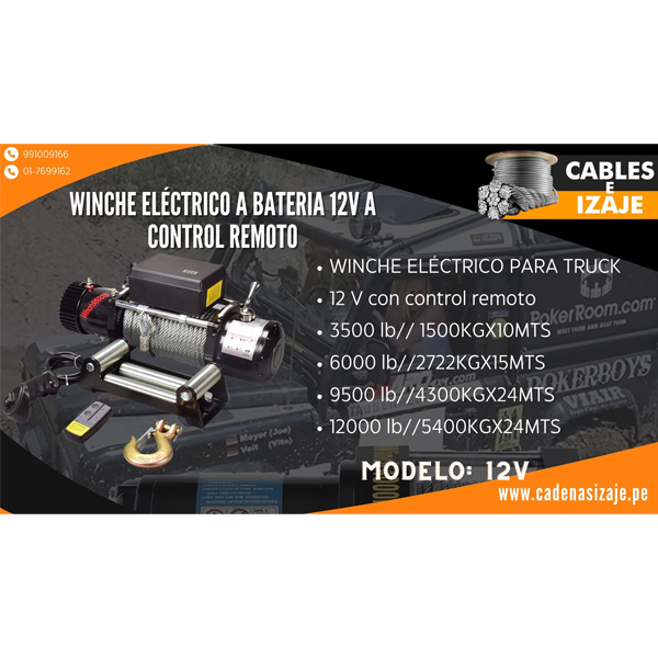 Winche Eléctrico para Truck 12V con control remoto - Image 2